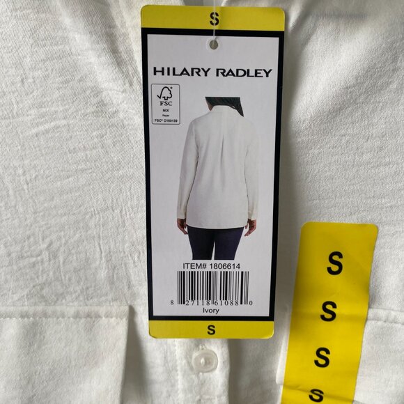 HILARY RADLEY women Ivory Button Up Collared Shirt Long Sleeve Lightweight - Picture 6 of 12